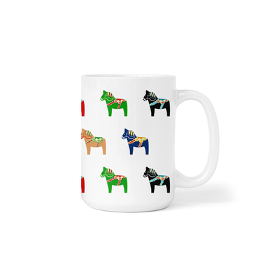 Dala Horse Ceramic Mug, 15 oz