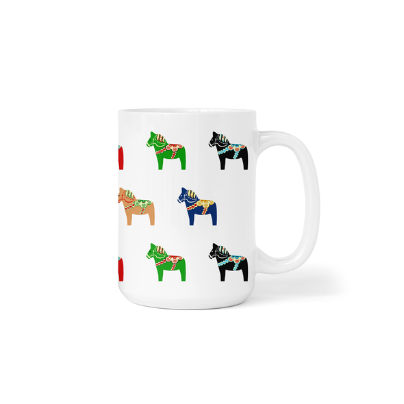 Dala Horse Ceramic Mug, 15 oz