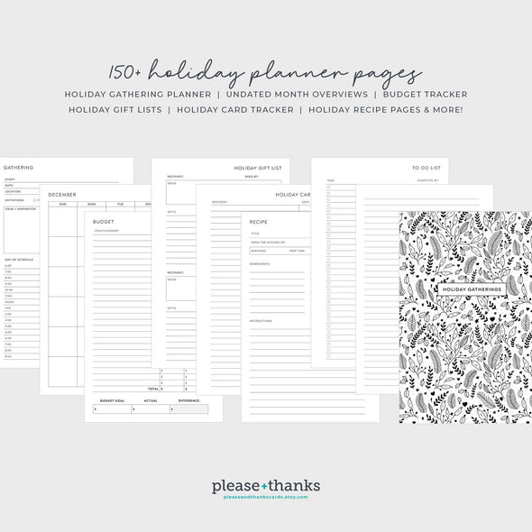 Personalized Holiday Planner | Printed Christmas Planner | Thanksgiving Planning | Christmas Gift Tracker | Christmas Card List | NB6443