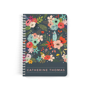 Rustic Floral Petite Personalized Notebook, Spiral Bound
